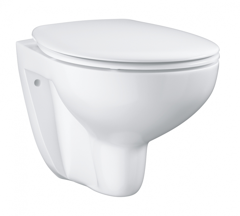 Set vas WC suspendat Grohe Bau Ceramic Rimless cu capac soft close alb