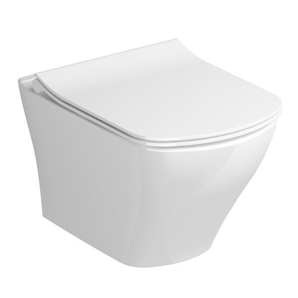 Set vas WC suspendat Ravak Classic RimOff,cu capac slim soft close,alb