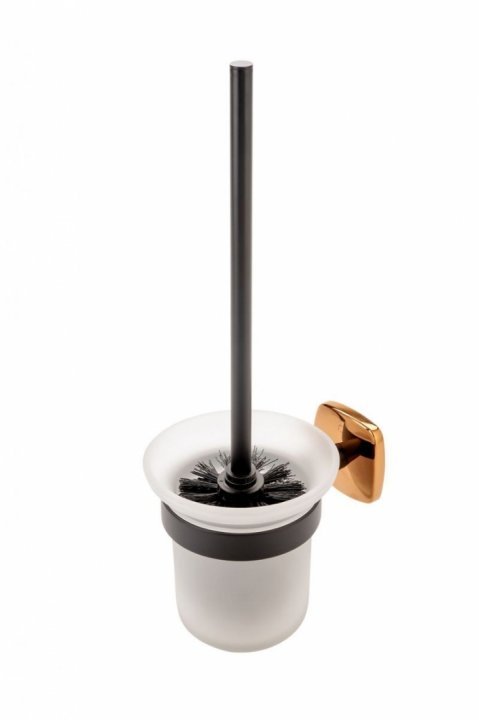 Perie WC cu suport FDesign Merida negru-roz auriu
