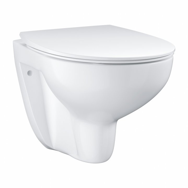 Set vas WC suspendat Grohe Bau Ceramic Rimless cu capac slim soft close alb